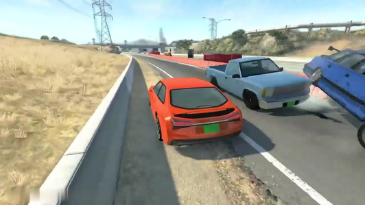赛车游戏 小汽车在荒漠公路上撞车6746758921475588622视频