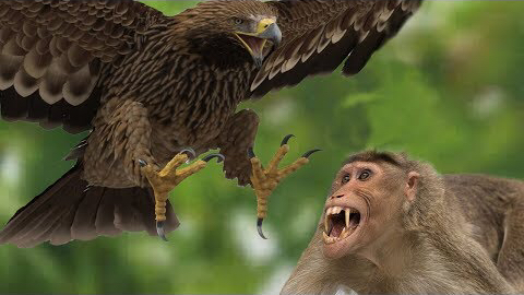记录户外捕猎 老鹰抓了猴子的一家视频1
