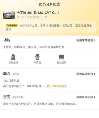 2011款卡罗拉1.8L CVT GL-i，北京一手车，行驶14.9万公里图14
