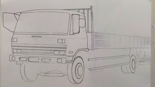 大货车素描怎样画图片